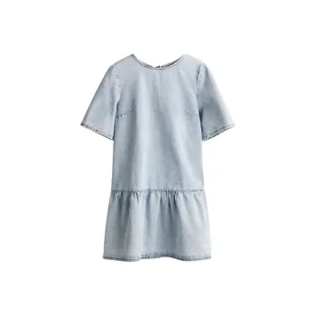 H&M Short Sleeved Dress Women's Light Denim Blue