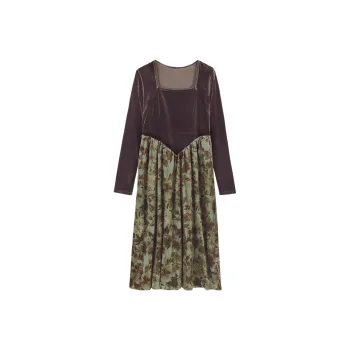 Migu Long Sleeved Dress Women's Multicolor