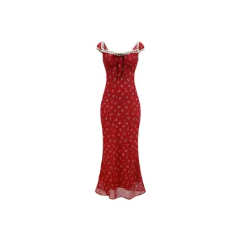 SKYA Short Sleeved Dress Women's Red Floral