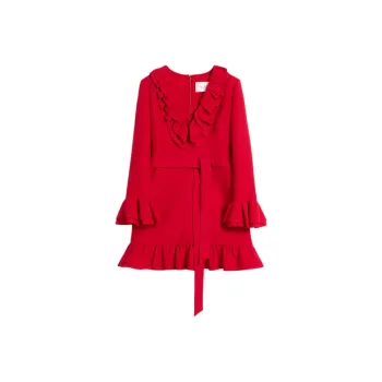 Valentino Ruffled V Neck Mini Dress