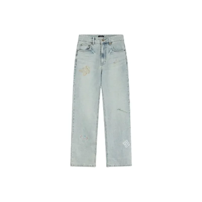 WE11DONE Rhinestone embellished Jeans-0
