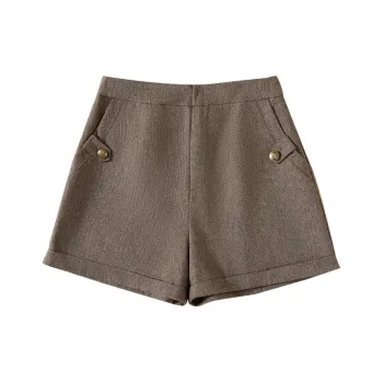 TOUCH Casual Shorts Women's Coffee Herringbone