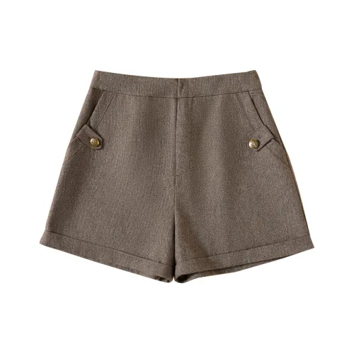 TOUCH Casual Shorts Women's Coffee Herringbone