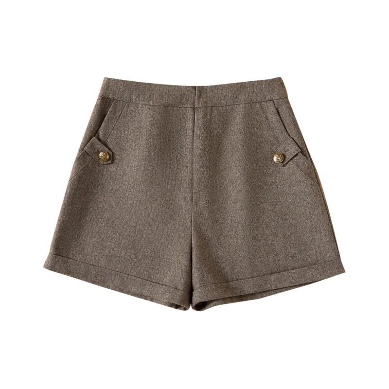 TOUCH Casual Shorts Women's Coffee Herringbone-0