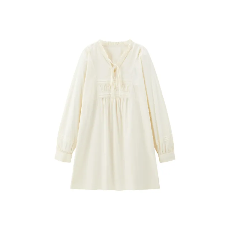 LEDIN Long Sleeved Dress Women's Beige Yellow-0