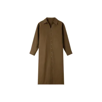 VIMLY Long Sleeved Dresses Women's Coffee