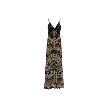 Camilla Graphic print Silk Maxi Dress
