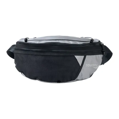 Saucony Polyamide One Shoulder Crossbody Bag, Sling Bag, Fanny Pack Unisex Dazzling Color White Silver