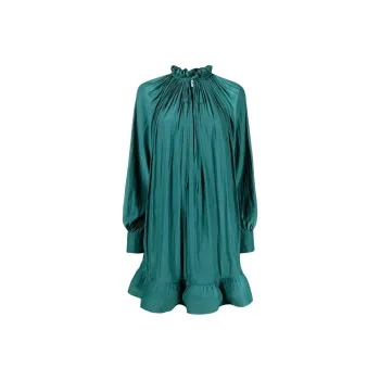 Lanvin Long Sleeved Gathered Flared Dress