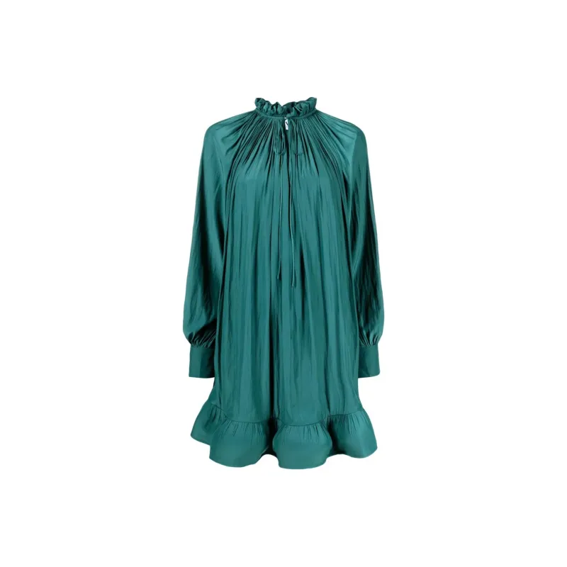 Lanvin Ruffled Charmeuse Flared Dress-0