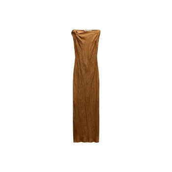 ZARA Sleeveless Dress Women's Brown Yellow