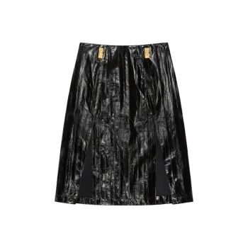 Givenchy Leather Long Skirt Women's Black
