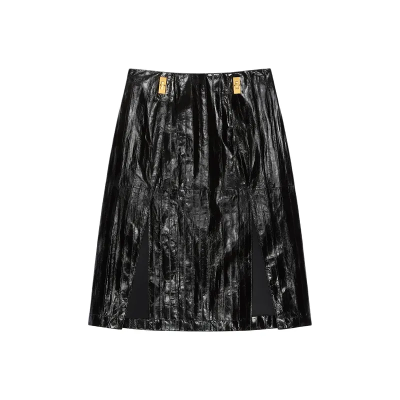 Givenchy Leather Long Skirt Women's Black-0