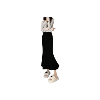 Concubine Zhu Denim Long Skirt Women's Black