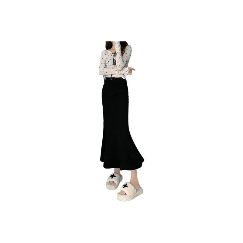 Concubine Zhu Denim Long Skirt Women's Black-0
