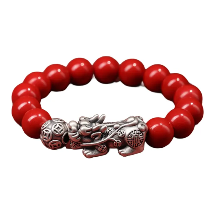 WUMZK Reconstructed Cinnabar Bracelets Unisex-1