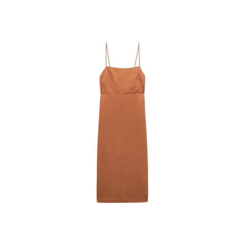 ZARA Slip Dresses Women's Orange-0