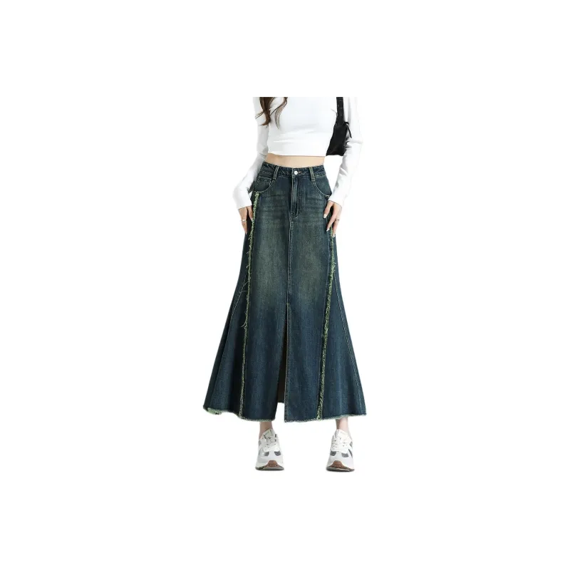 【dme】 Denim Long Skirts Women's Medium Denim Blue-0