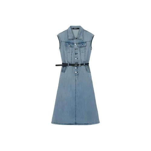 COVT Sleeveless Dresses Women's Denim Blue