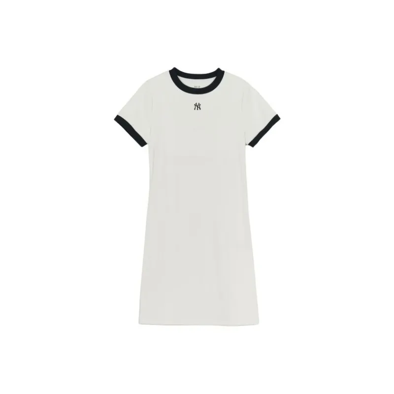 MLB New York Yankees Basic Collection SS25 Short Sleeved Dress Women's Ivory-0
