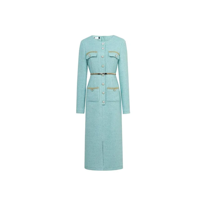 Duffy fashion Long Sleeved Dresses Women's Lake Blue Heather-0
