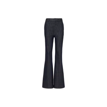 BALMAIN Lurex Striped Flared Jeans