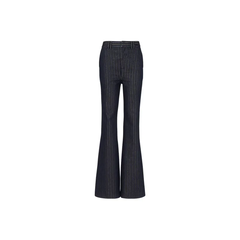 BALMAIN Lurex Striped Flared Jeans-0