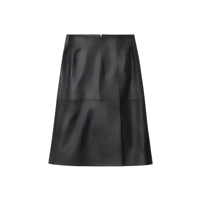 COS Leather Long Skirts Women's Black-0
