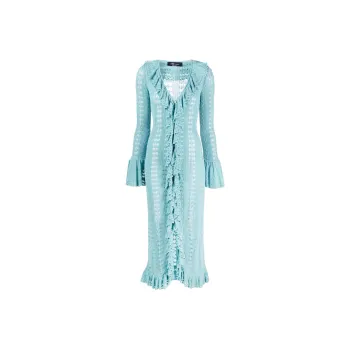 Blumarine Ruffled Knitted Buttoned Maxi Dress
