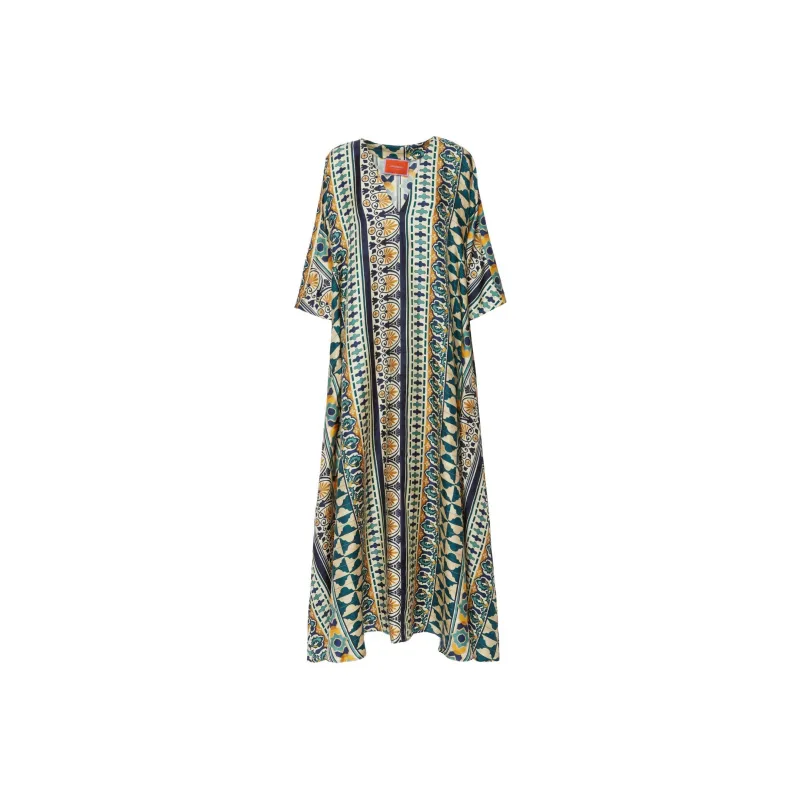 La DOUBLEJ. Muumuu Geometric Silk Dress-0
