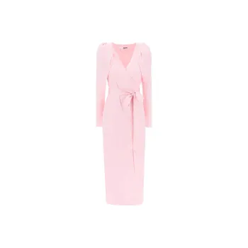 Rotate Long-sleeved Satin Wrap Dress
