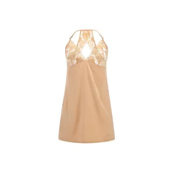 GUESS FW23 Satin Nightdress Slip Dresses Women's Light Brown