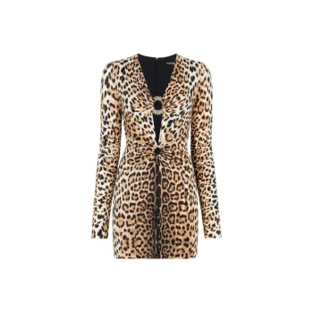ROBERTO COLLINA Leopard-Printed Cut-Out Mini Dress