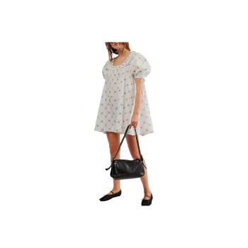 FREE PEOPLE Damson Madder Jemima Mini Dress Short-Sleeved Dresses Women's Blue Bow
