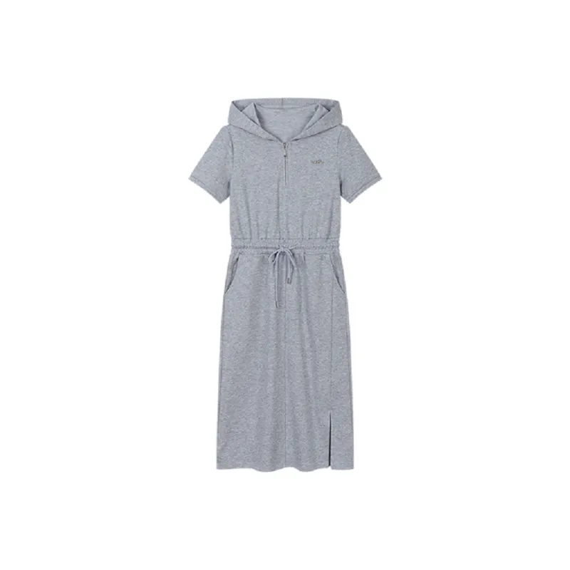 Mo Han Yi Mei Short Sleeved Dresses Women's Light Gray-0