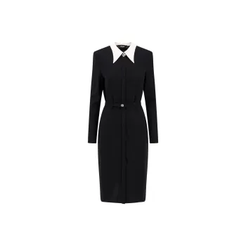 VERSACE Long-Sleeved Belted Midi Dress