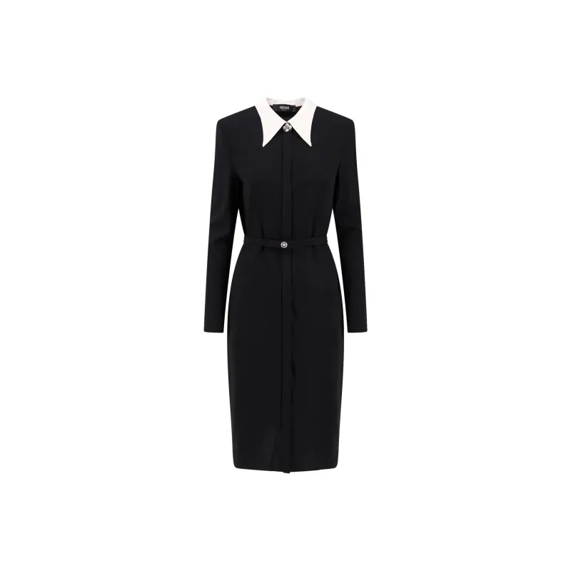 VERSACE Long-Sleeved Belted Midi Dress-0