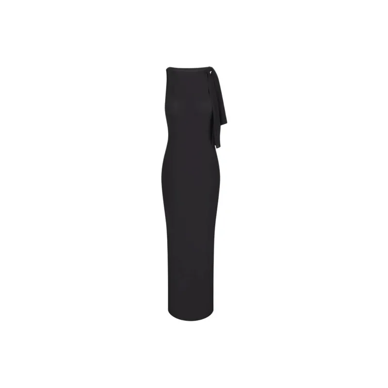 Khy DROP 004 Mesh Stretch Knotted Maxi Dress Sleeveless Dress Women's Black-0