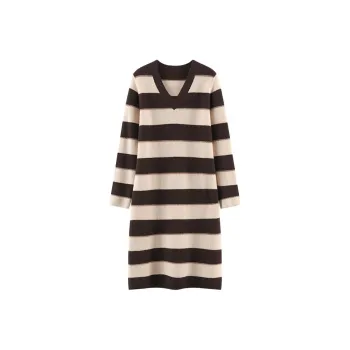 MAIGRE SIMHAT Long Sleeved Dresses Women's Dark Coffee+Beige
