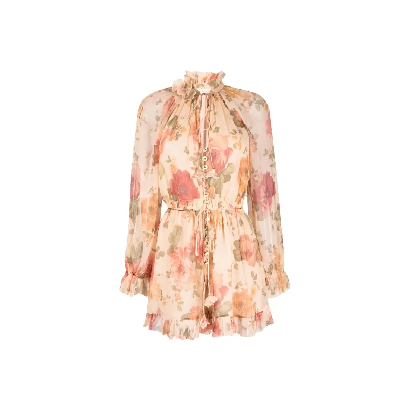 Zimmermann Luminosity Flutter Silk Playsuit-0
