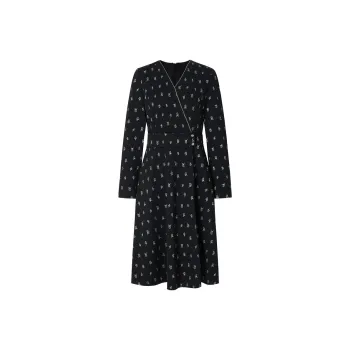 JZ Juzui Long Sleeved Dresses Women's Flower Navy
