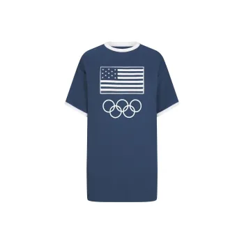 Skims USA Olympic Team Co-branded Short-Sleeved Dresses Women's NAVY/Marine Blue