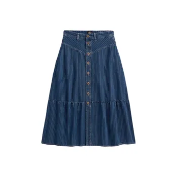 Polo Ralph Lauren SS25 Denim Long Skirt Women's Blue