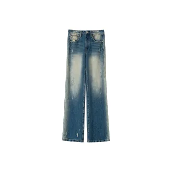 Roselingling Jeans Women's Nostalgic Smoke Blue