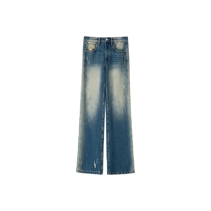 Roselingling Jeans Women's Nostalgic Smoke Blue-0