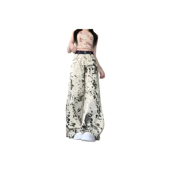 Mu Xiao Xin Jeans Women's Apricot Leopard Print