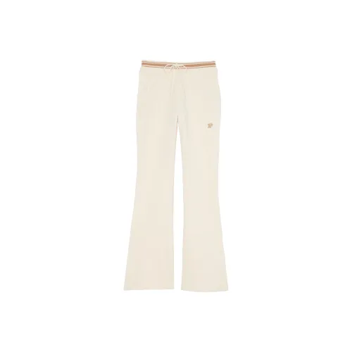 Victoria's Secret PINK Ivy Fleece Split Hem Flare Sweatpants/White Shell Knitted Sports Pants Women's White Shells
