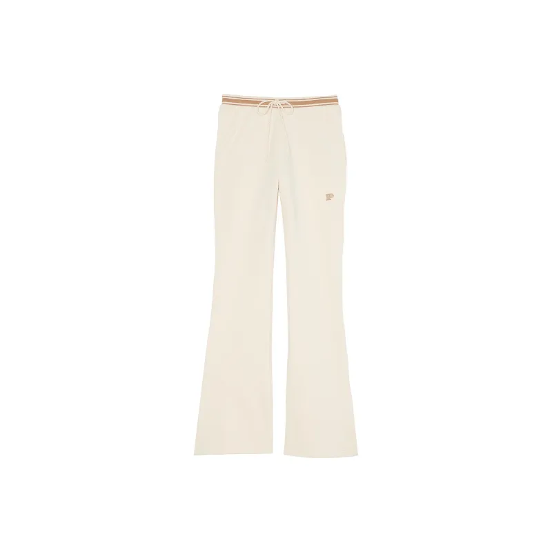 Victoria's Secret PINK Ivy Fleece Split Hem Flare Sweatpants/White Shell Knitted Sports Pants Women's White Shells-0
