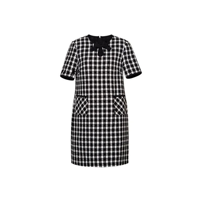 ROEYSHOUSE Short Sleeved Dresses Women's Houndstooth-0