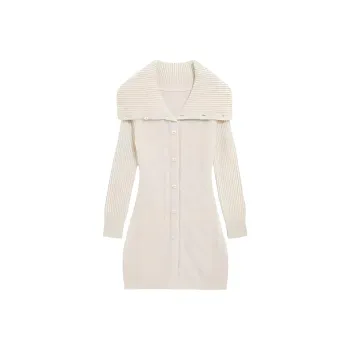 Bebe FW24 Long Sleeved Dress Women's Ecru
